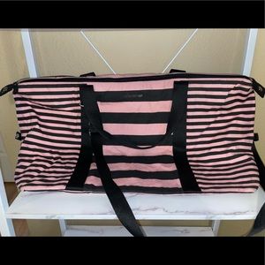 Victoria’s Secret pink and black striped weekend bag!